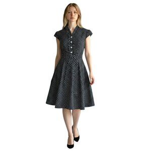 Wedtrend 1950s Style Retro Dress Womens Small Black White Polka Dot Tradwife